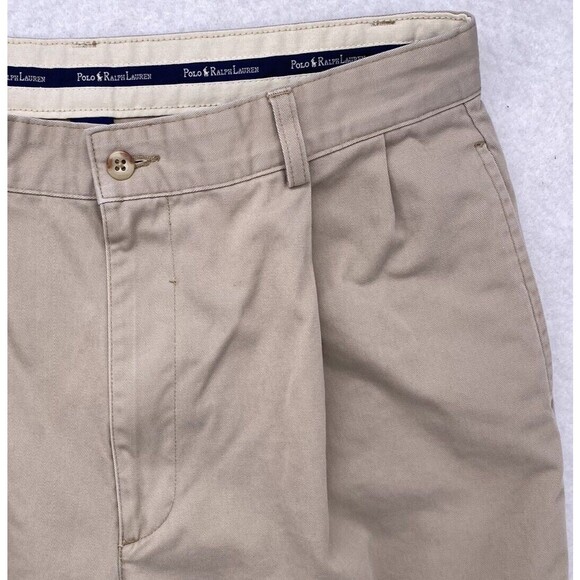Polo Ralph Lauren Pants Men's 33x30 Khaki Tan Chino Hampton Relaxed Fit Pleated - Picture 15 of 16